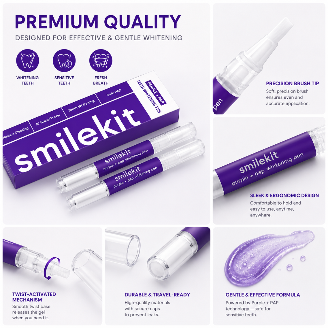 x3 Purple Teeth Whitening Pen