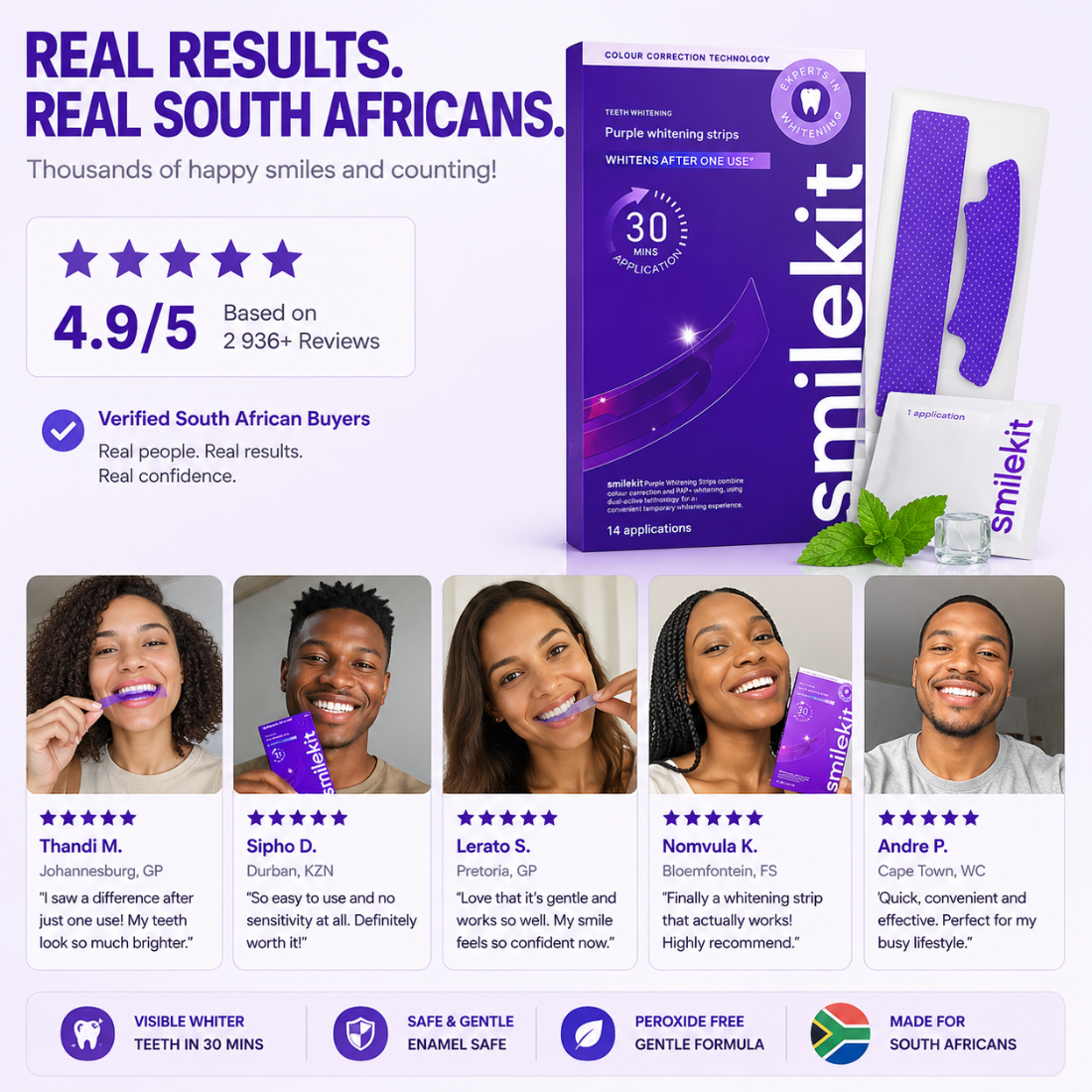 14 Pairs/28pcs Purple Teeth Whitening Strips