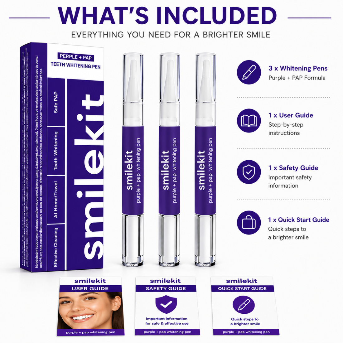 x3 Purple Teeth Whitening Pen