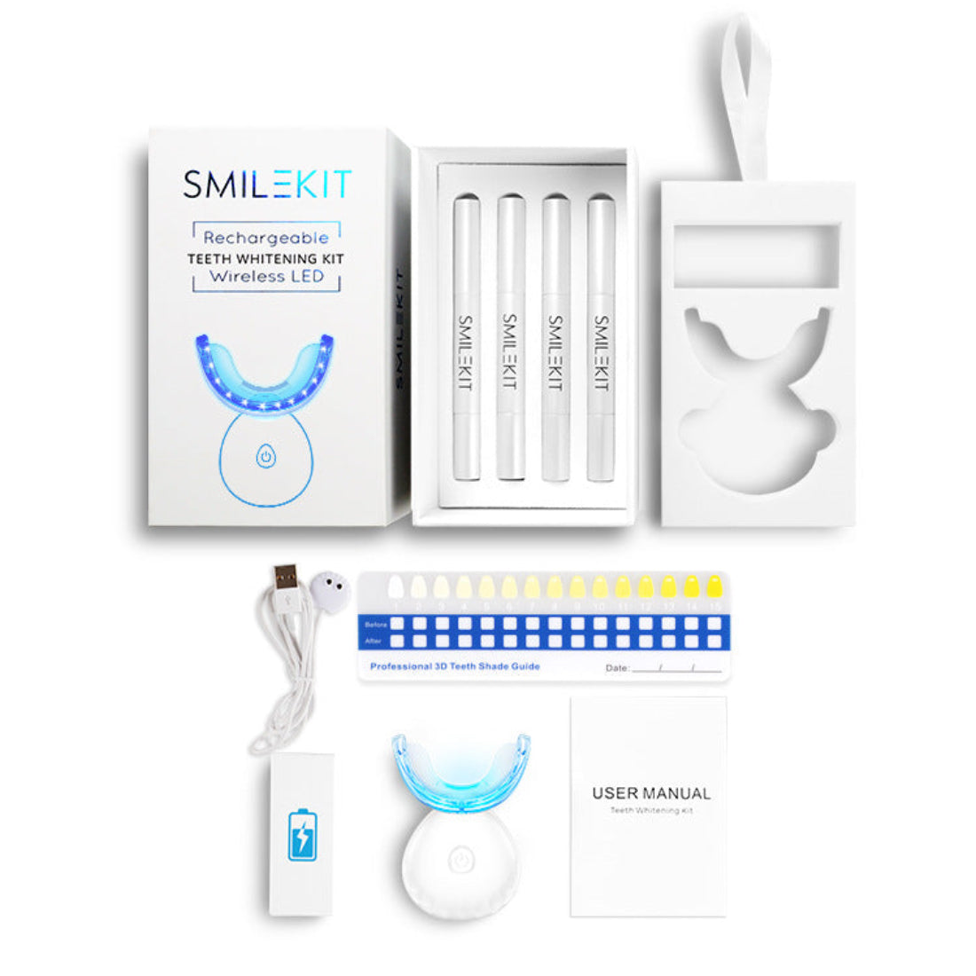 Aura Smile™ Rechargeable Teeth Whitening Kit Wireless LED