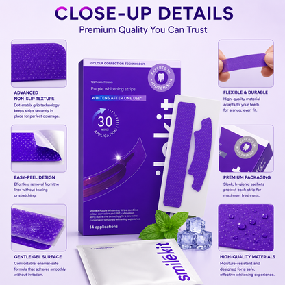 14 Pairs/28pcs Purple Teeth Whitening Strips