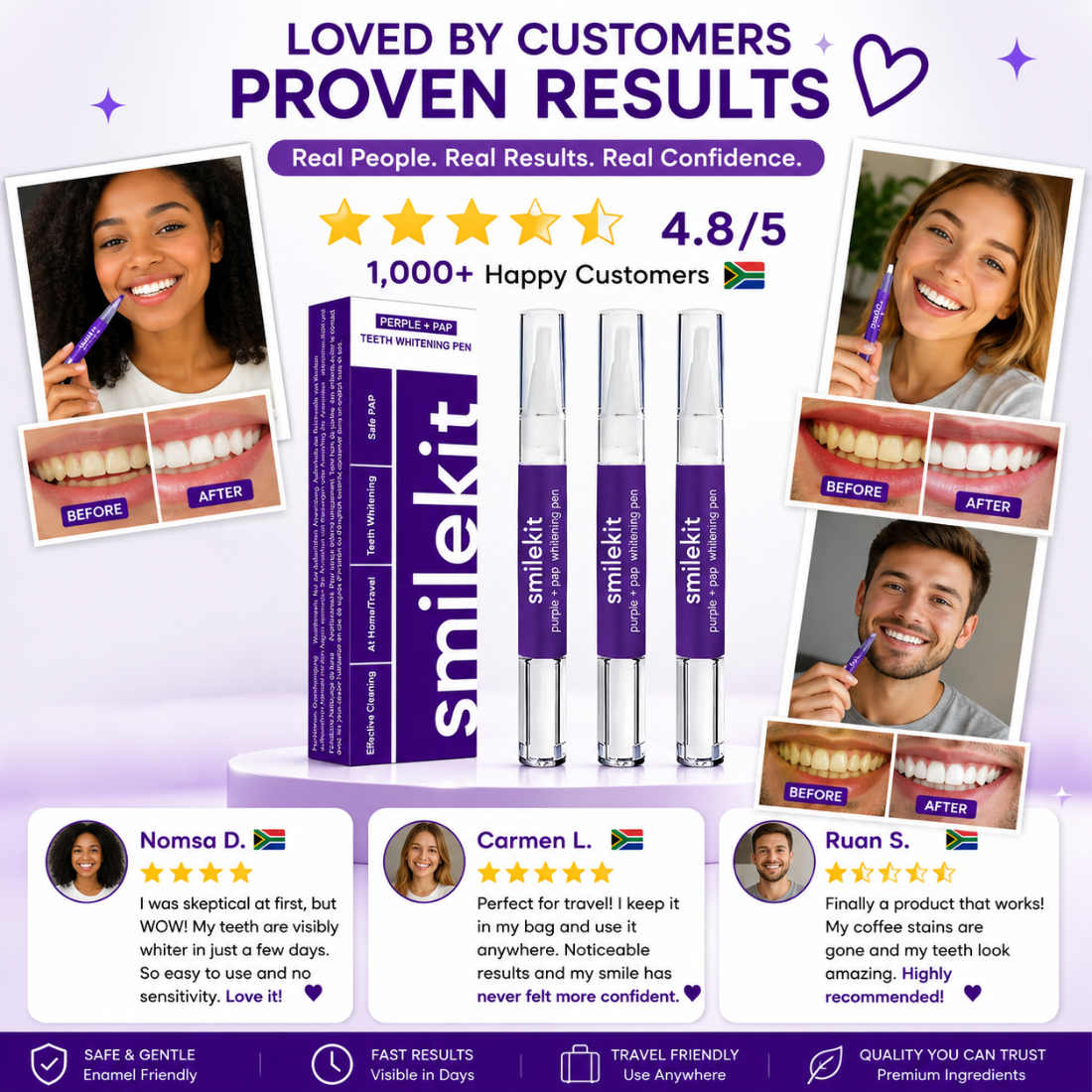 x3 Purple Teeth Whitening Pen